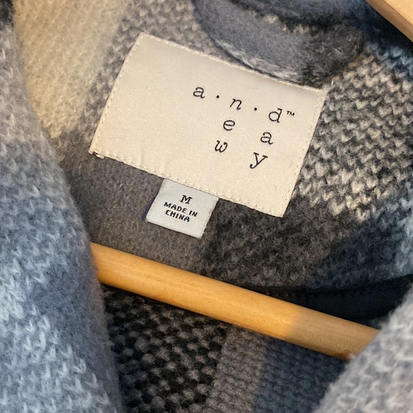 a.n.d eawy checkered coat black and white women fall size medium - Picture 3 of 5